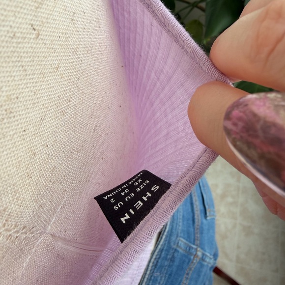 Lilac Heart Chain Ribbed Crop Top - Picture 5 of 5